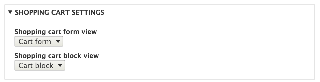 Order type cart settings
